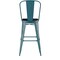 Emma and Oliver Nova Distressed Metal Stools with Backs and Polystyrene Seats for Indoor/Outdoor Use